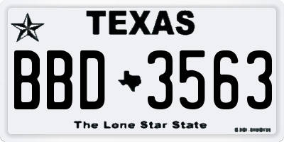 TX license plate BBD3563