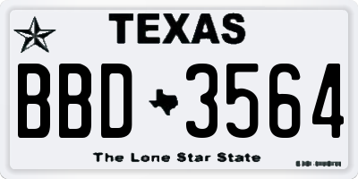 TX license plate BBD3564
