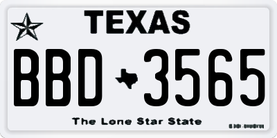 TX license plate BBD3565