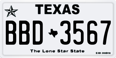 TX license plate BBD3567