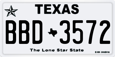 TX license plate BBD3572
