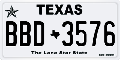 TX license plate BBD3576