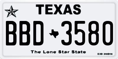 TX license plate BBD3580