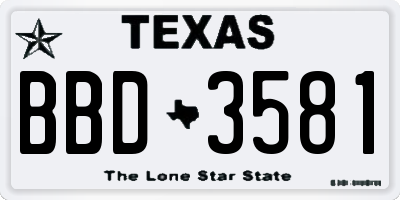 TX license plate BBD3581