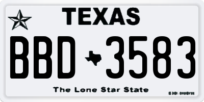 TX license plate BBD3583