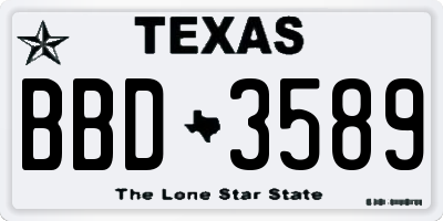 TX license plate BBD3589