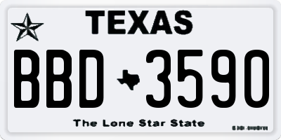 TX license plate BBD3590