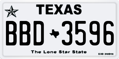 TX license plate BBD3596