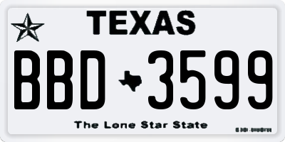TX license plate BBD3599