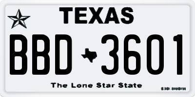 TX license plate BBD3601