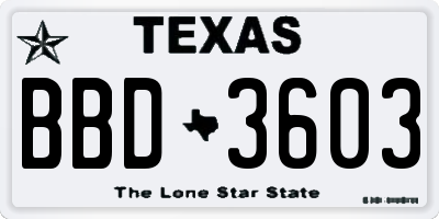 TX license plate BBD3603