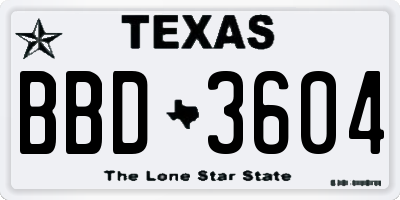 TX license plate BBD3604