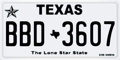 TX license plate BBD3607