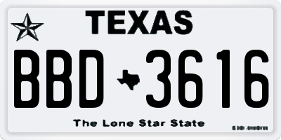 TX license plate BBD3616