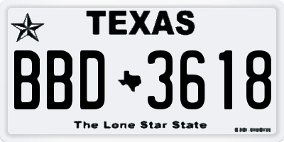 TX license plate BBD3618