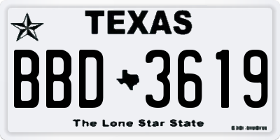 TX license plate BBD3619