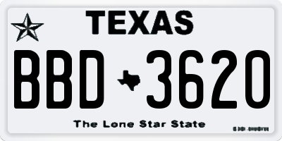 TX license plate BBD3620