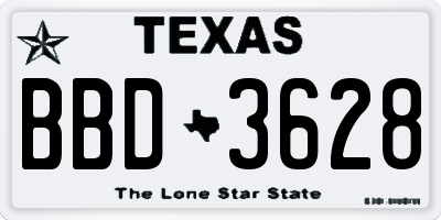 TX license plate BBD3628