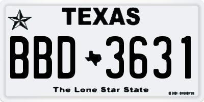 TX license plate BBD3631