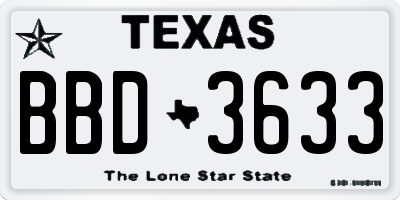 TX license plate BBD3633