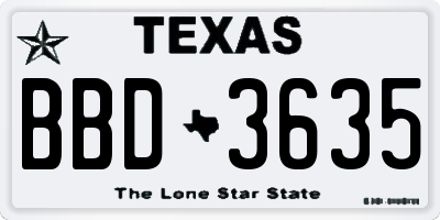 TX license plate BBD3635