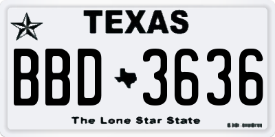 TX license plate BBD3636