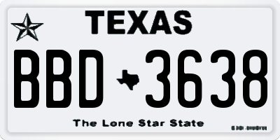 TX license plate BBD3638