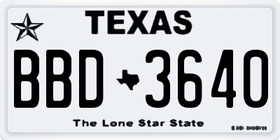 TX license plate BBD3640