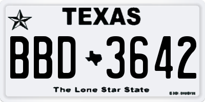 TX license plate BBD3642