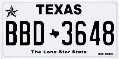 TX license plate BBD3648