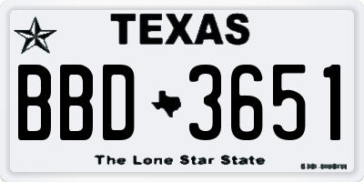 TX license plate BBD3651