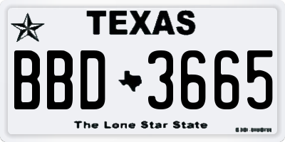 TX license plate BBD3665