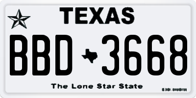 TX license plate BBD3668