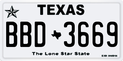 TX license plate BBD3669