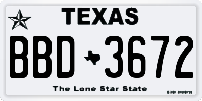TX license plate BBD3672