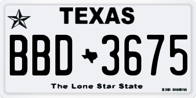 TX license plate BBD3675