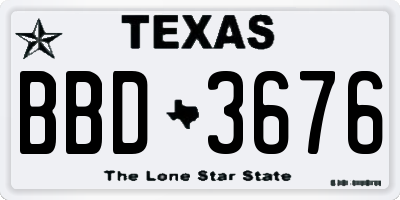 TX license plate BBD3676