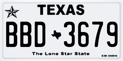 TX license plate BBD3679