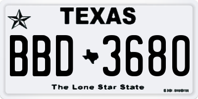 TX license plate BBD3680