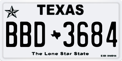TX license plate BBD3684