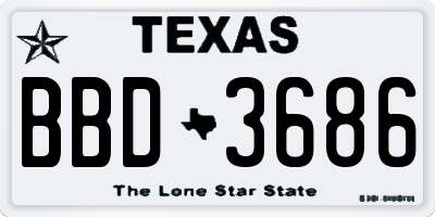 TX license plate BBD3686