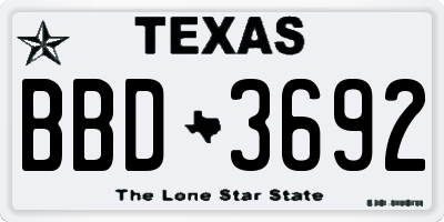 TX license plate BBD3692