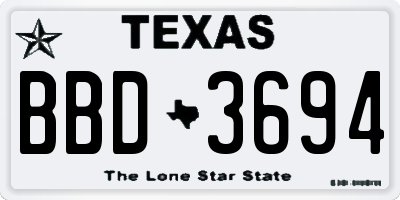 TX license plate BBD3694