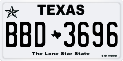 TX license plate BBD3696