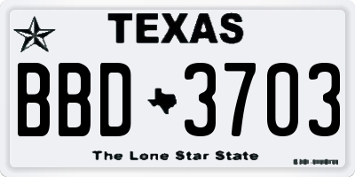 TX license plate BBD3703