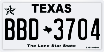 TX license plate BBD3704