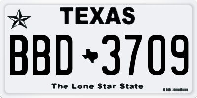 TX license plate BBD3709