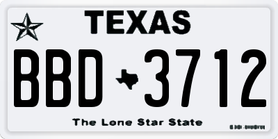 TX license plate BBD3712