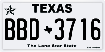 TX license plate BBD3716