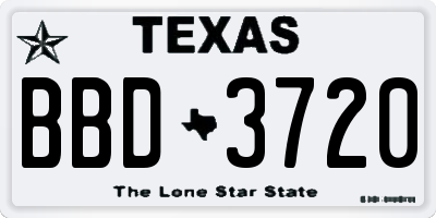 TX license plate BBD3720